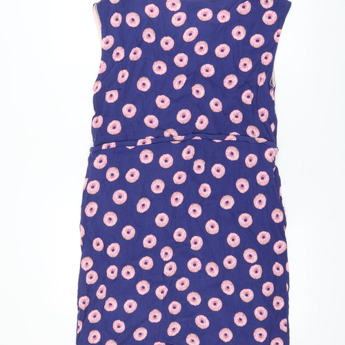 Luur Womens Blue Geometric Polyester Shift Size 14 Round Neck Pullover - Doughnut