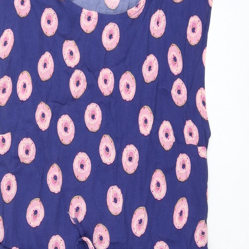 Luur Womens Blue Geometric Polyester Shift Size 14 Round Neck Pullover - Doughnut