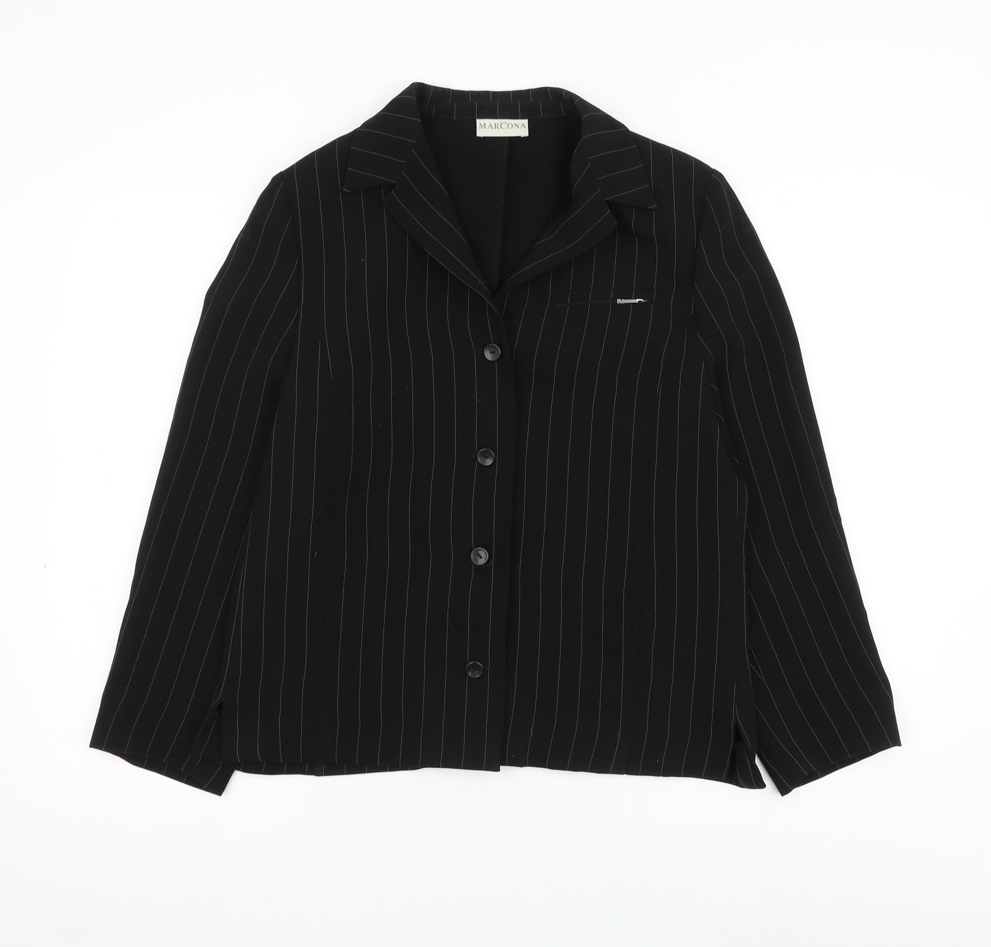 Marcona Womens Black Striped Jacket Blazer Size 10 Button