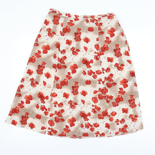 EWM Womens Brown Floral Polyester A-Line Skirt Size 30 in