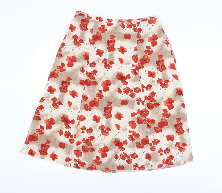 EWM Womens Brown Floral Polyester A-Line Skirt Size 30 in