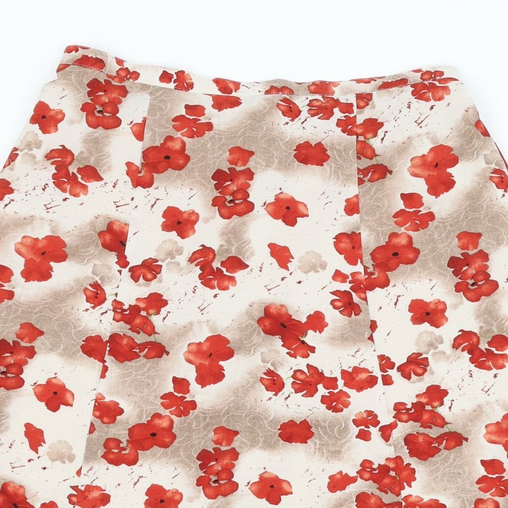 EWM Womens Brown Floral Polyester A-Line Skirt Size 30 in