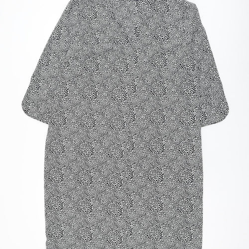 Marks and Spencer Womens White Animal Print Polyester Shift Size 12 V-Neck Pullover