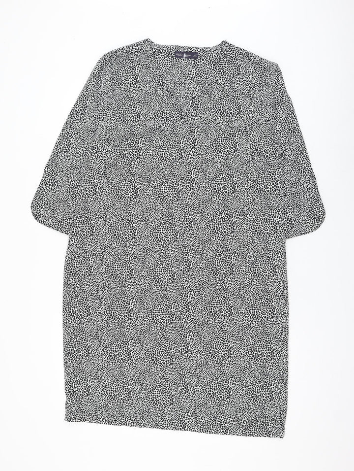 Marks and Spencer Womens White Animal Print Polyester Shift Size 12 V-Neck Pullover