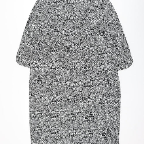 Marks and Spencer Womens White Animal Print Polyester Shift Size 12 V-Neck Pullover