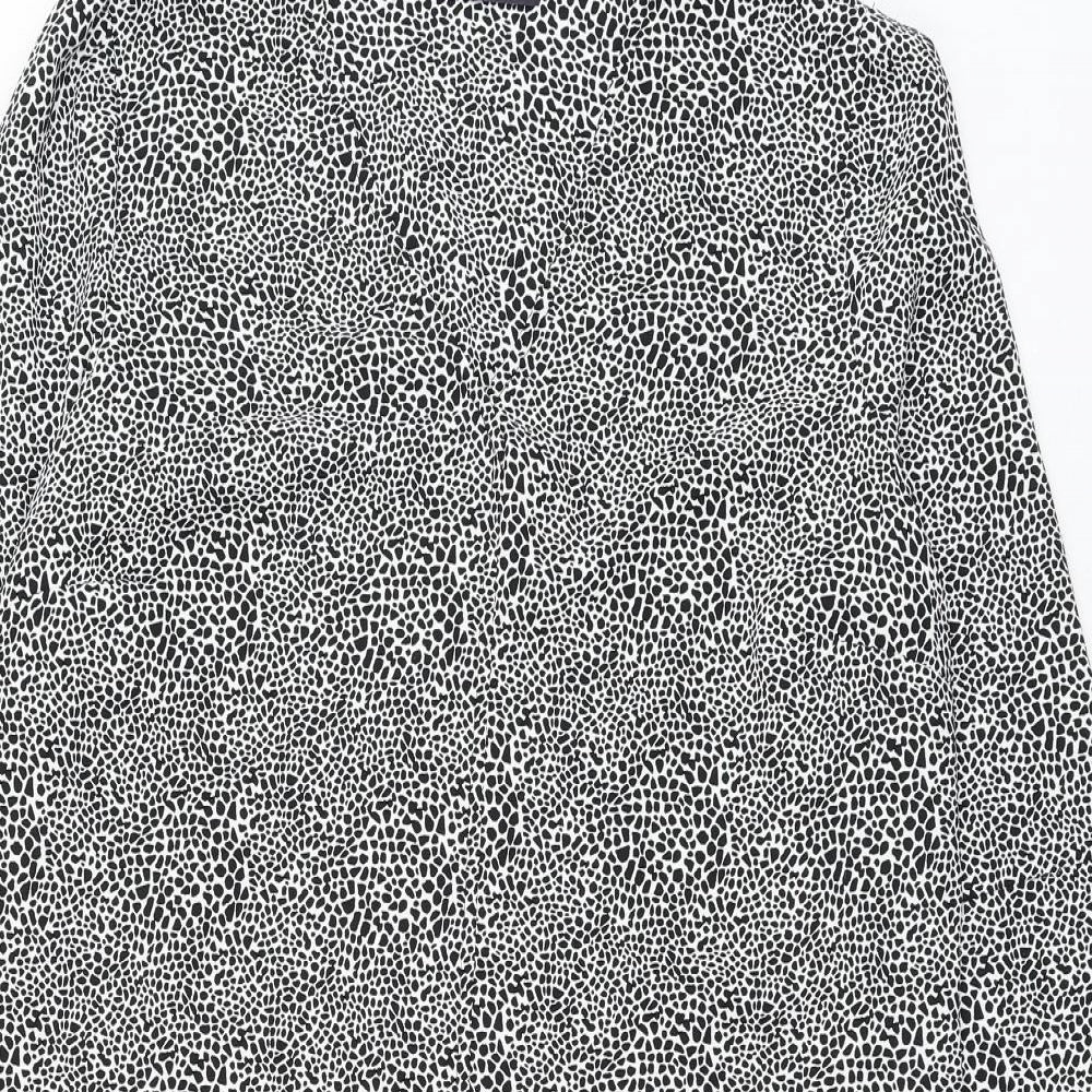 Marks and Spencer Womens White Animal Print Polyester Shift Size 12 V-Neck Pullover