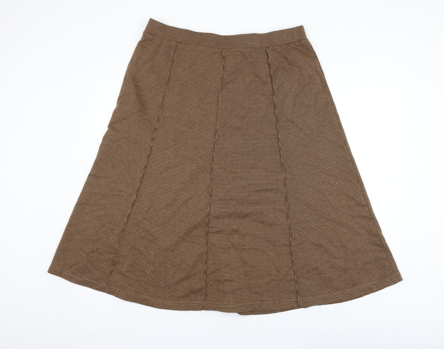 Damart Womens Brown Geometric Polyester A-Line Skirt Size 20