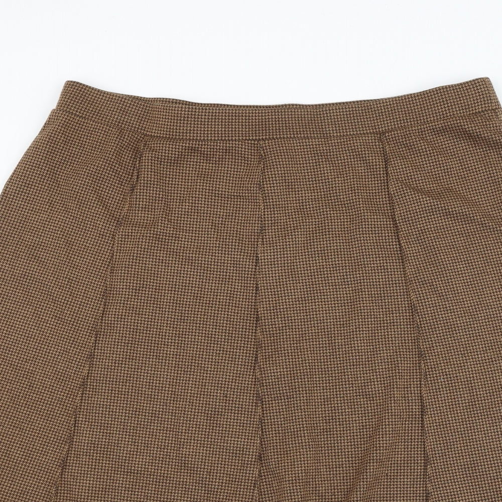 Damart Womens Brown Geometric Polyester A-Line Skirt Size 20