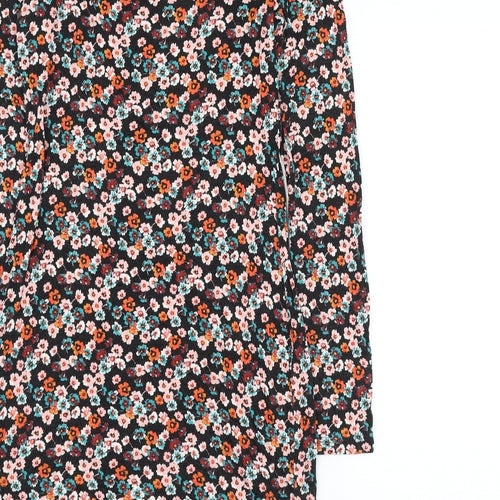 H&M Womens Blue Floral Viscose Pencil Dress Size 8 Scoop Neck Pullover