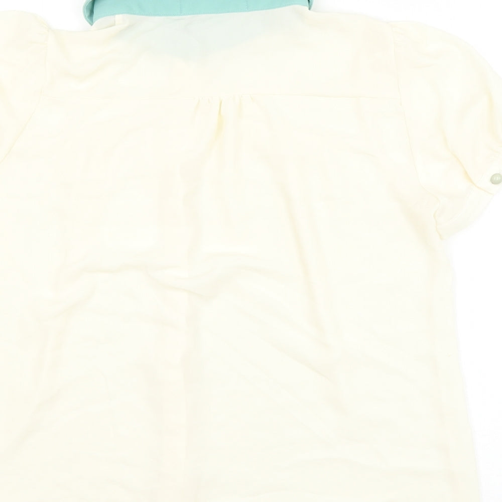 Darimeya Womens Ivory Polyester Basic Button-Up Size S Collared