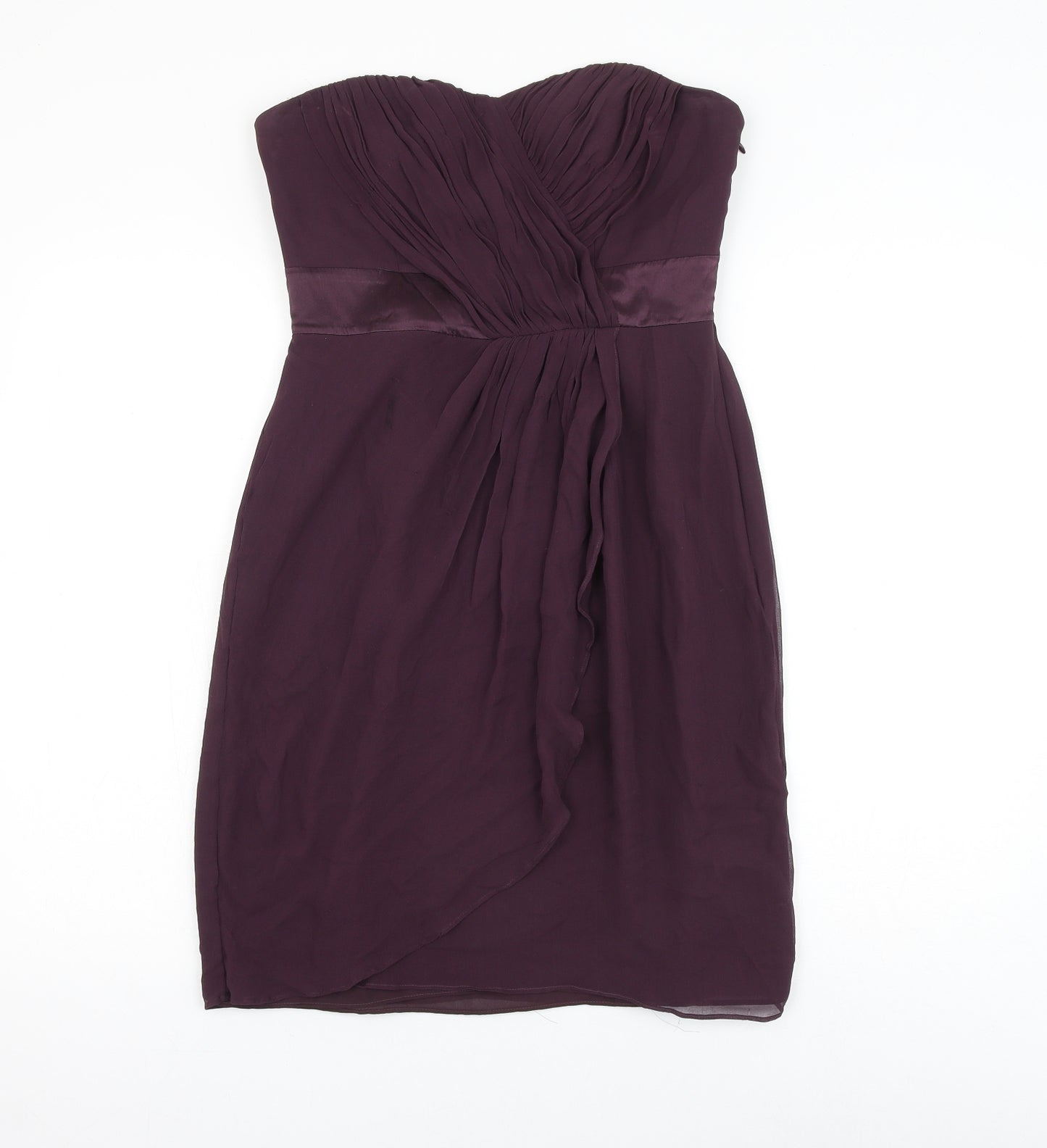 Coast Womens Purple Silk Mini Size 10 Off the Shoulder Zip