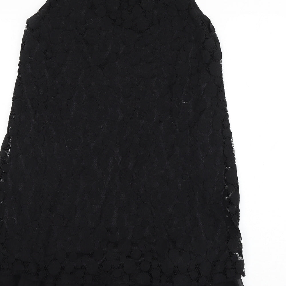 New Look Womens Black Geometric Cotton Shift Size 14 Round Neck Pullover