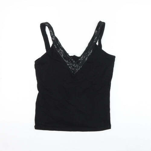 Cote Femme Womens Black Polyester Basic Tank Size 14 V-Neck