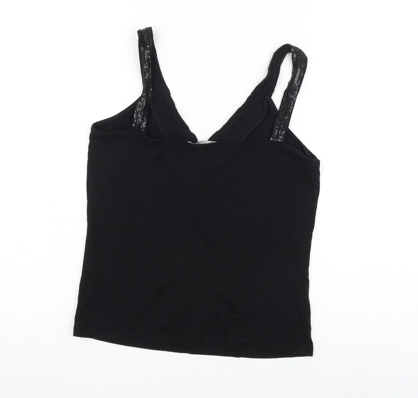 Cote Femme Womens Black Polyester Basic Tank Size 14 V-Neck