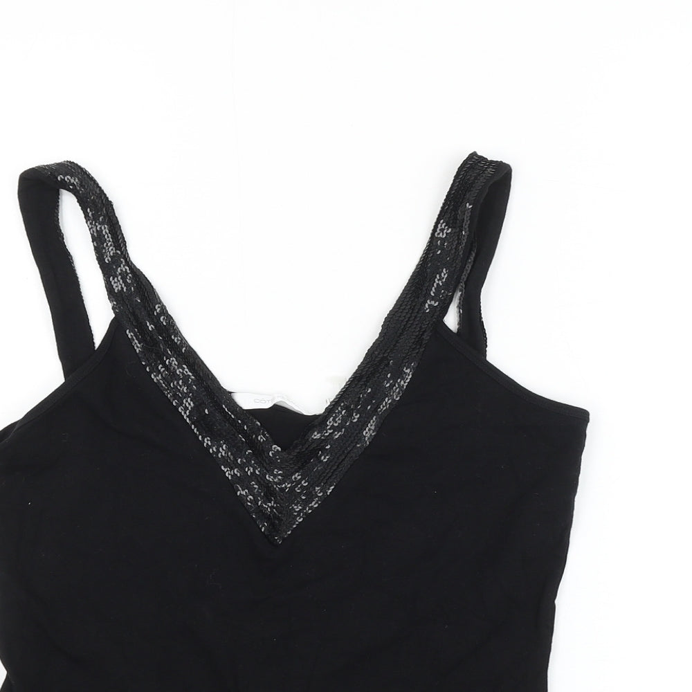 Cote Femme Womens Black Polyester Basic Tank Size 14 V-Neck