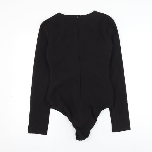 Zara Womens Black Polyester Bodysuit One-Piece Size S Zip - Lace Up