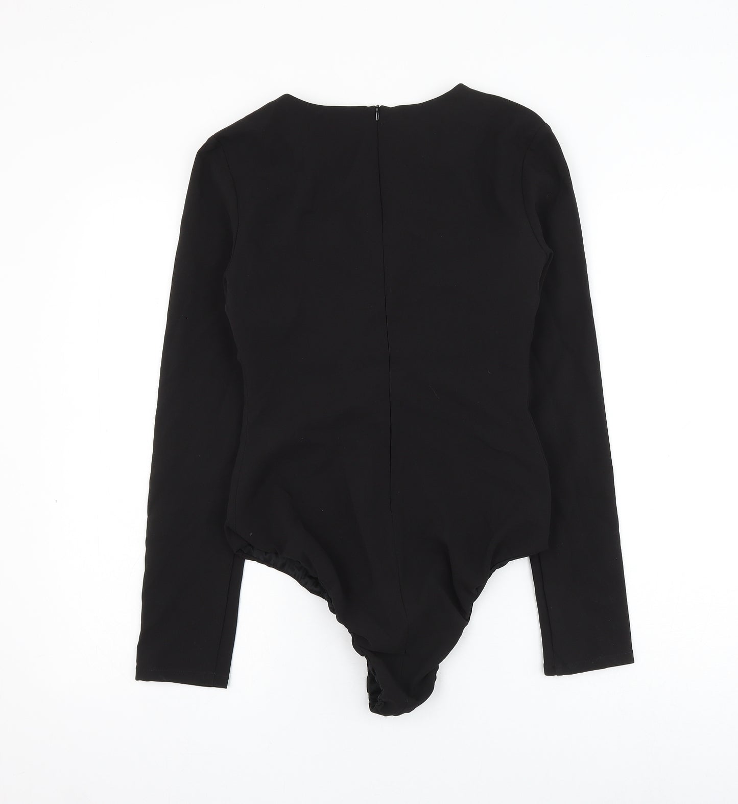 Zara Womens Black Polyester Bodysuit One-Piece Size S Zip - Lace Up