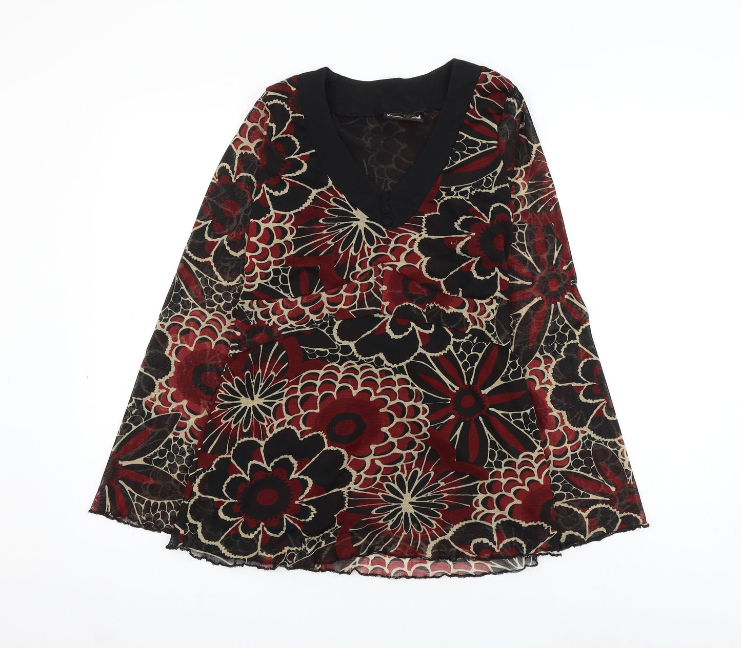 Principles Womens Multicoloured Floral Polyester Basic Blouse Size 12 V-Neck