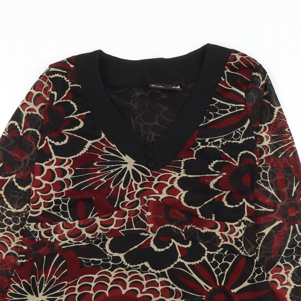 Principles Womens Multicoloured Floral Polyester Basic Blouse Size 12 V-Neck