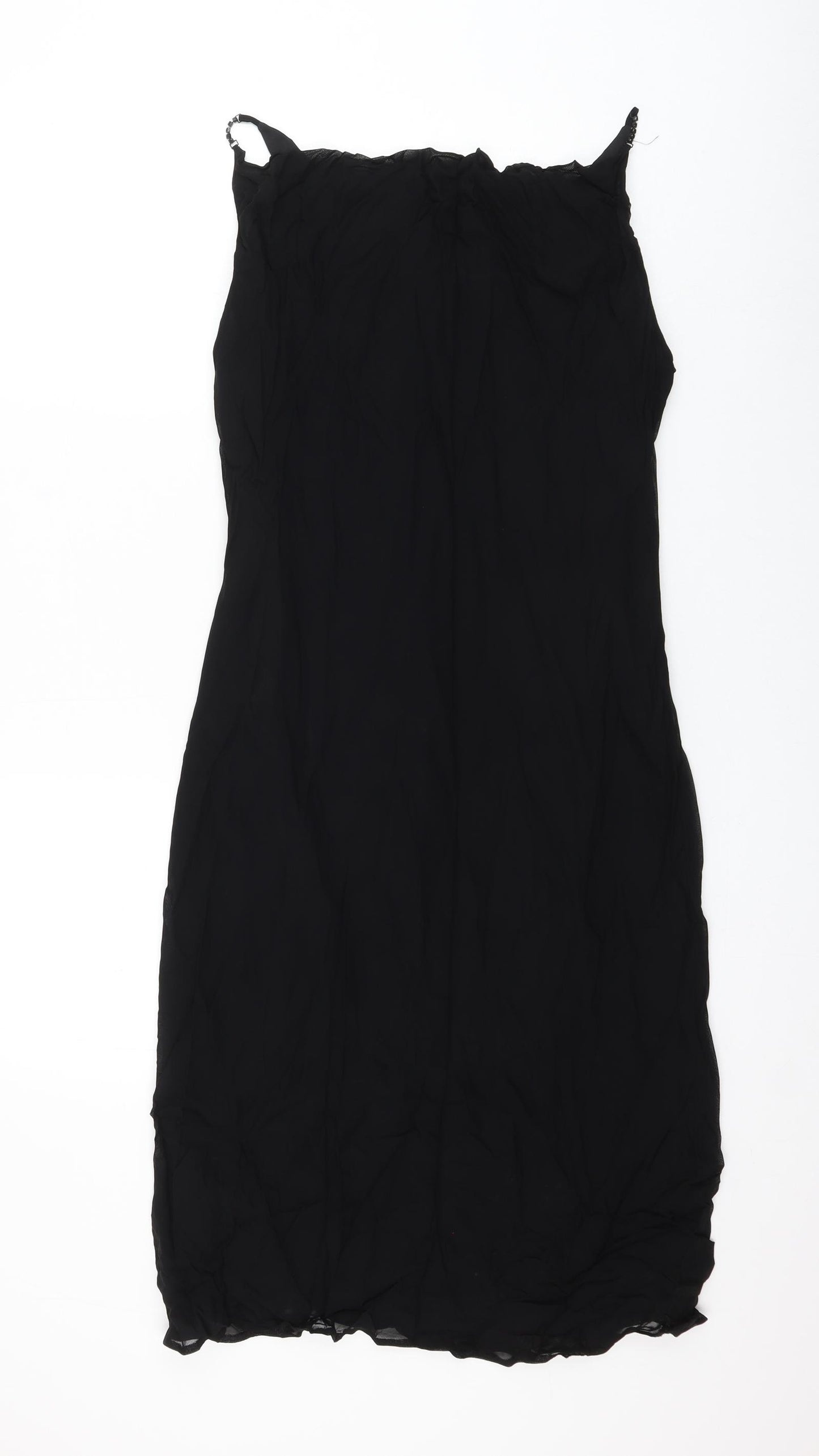 Marks and Spencer Womens Black Viscose Shirt Dress Size 14 Square Neck Pullover