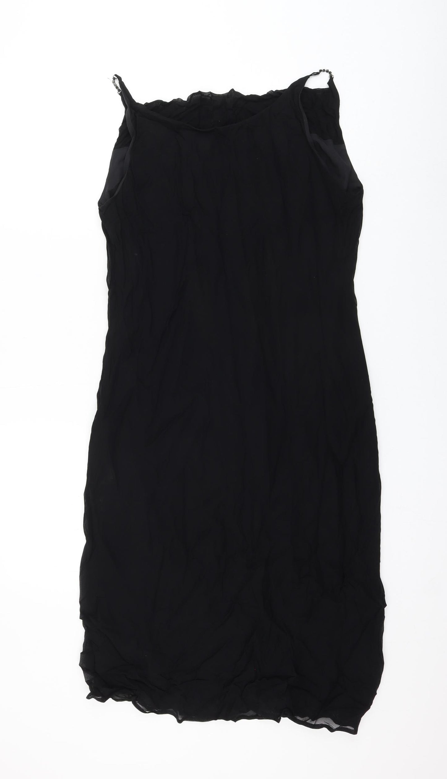 Marks and Spencer Womens Black Viscose Shirt Dress Size 14 Square Neck Pullover