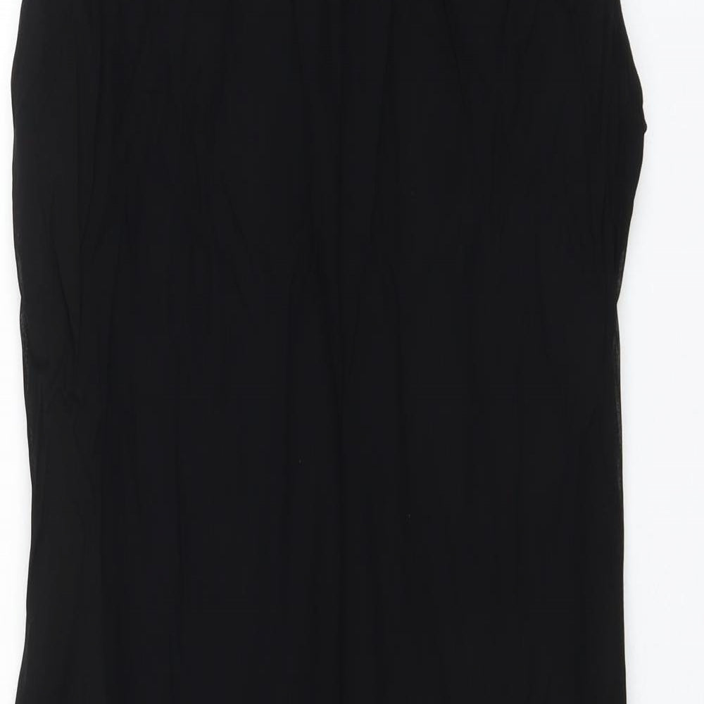 Marks and Spencer Womens Black Viscose Shirt Dress Size 14 Square Neck Pullover
