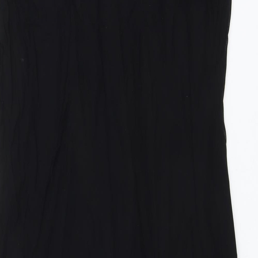Marks and Spencer Womens Black Viscose Shirt Dress Size 14 Square Neck Pullover
