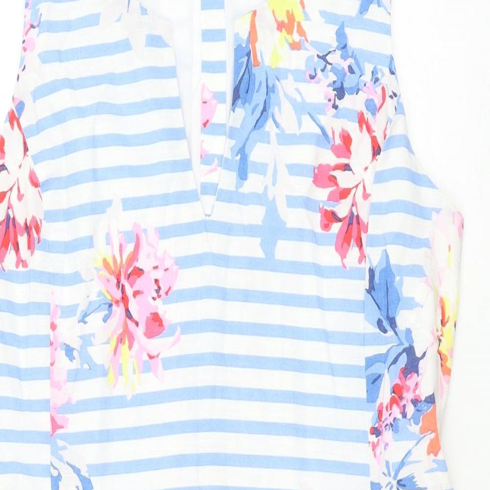 Joules Womens Multicoloured Striped Cotton Shift Size 14 V-Neck Zip - Flower