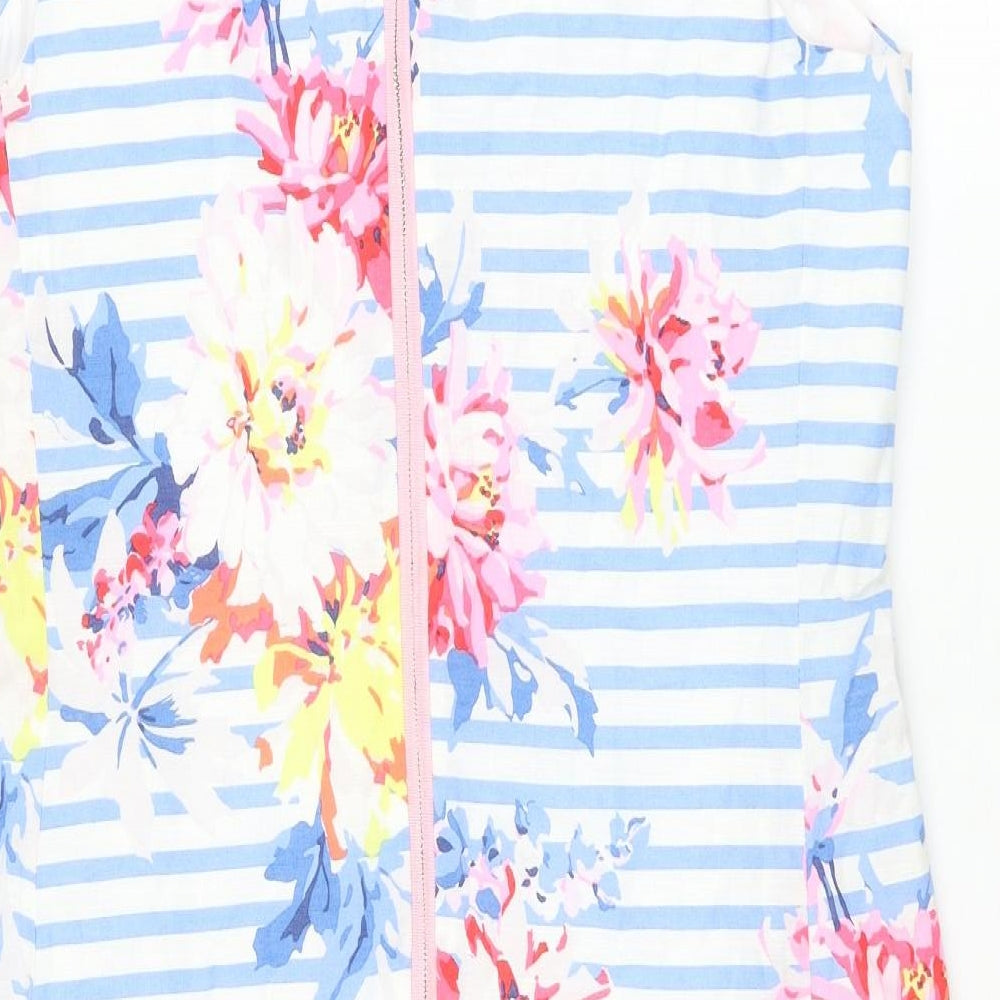 Joules Womens Multicoloured Striped Cotton Shift Size 14 V-Neck Zip - Flower