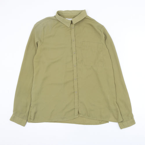 LFT Womens Green Polyester Basic Button-Up Size L Collared