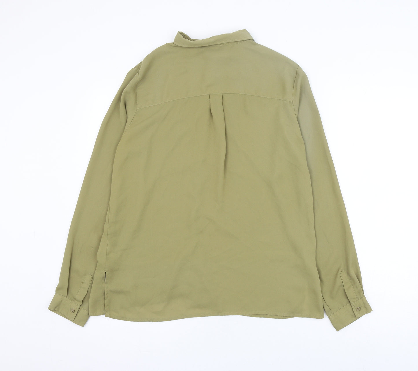 LFT Womens Green Polyester Basic Button-Up Size L Collared