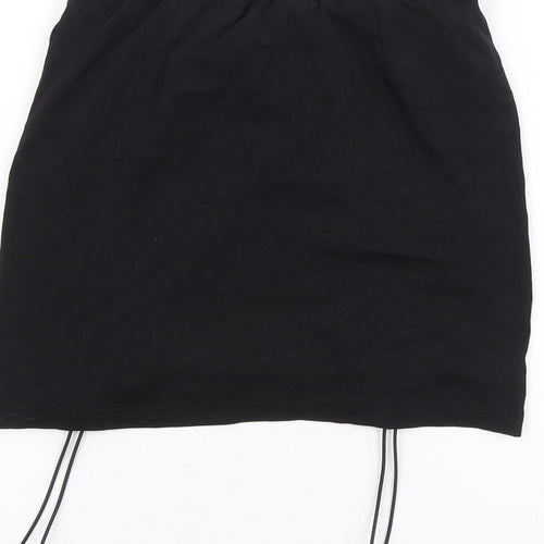 Podium Marbella Womens Black Polyester Mini Skirt Size S Drawstring