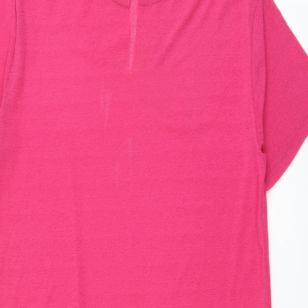 Zara Womens Pink Polyester T-Shirt Dress Size M V-Neck Pullover