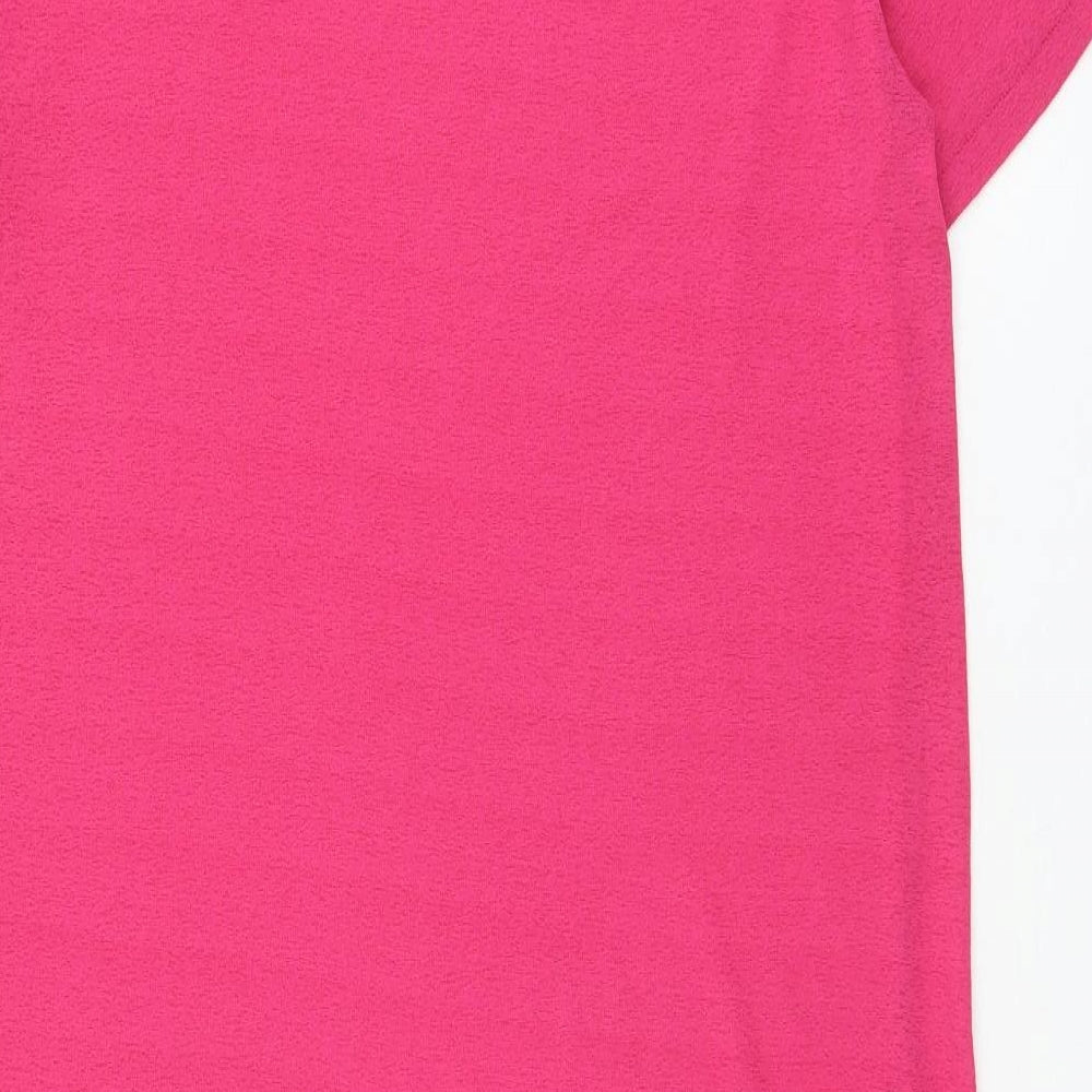 Zara Womens Pink Polyester T-Shirt Dress Size M V-Neck Pullover