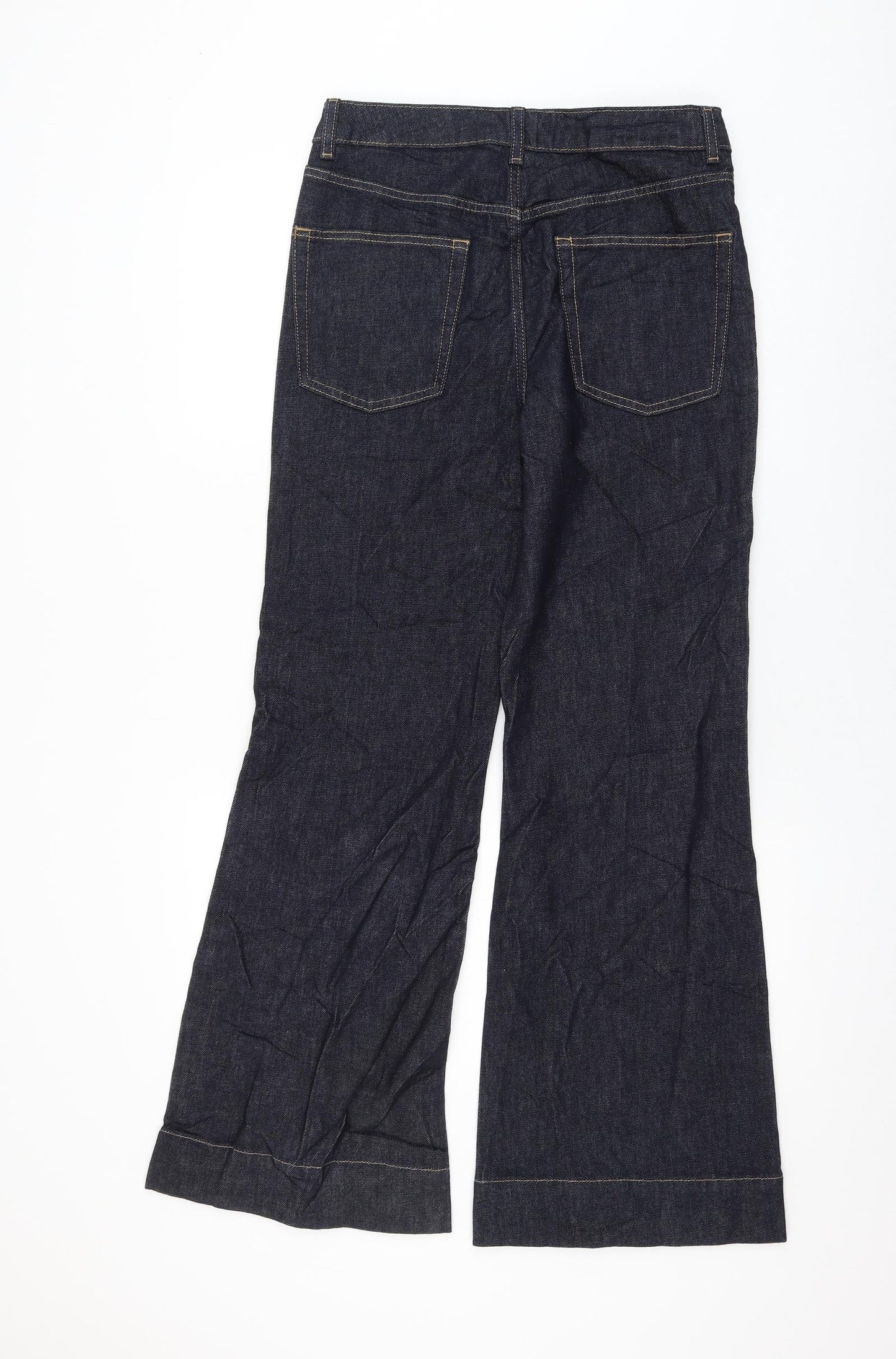 Marks and Spencer Womens Blue Cotton Flared Jeans Size 10 L30 in Regular Zip
