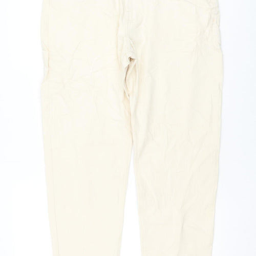 Marks and Spencer Womens Beige Cotton Tapered Jeans Size 34 in L31 in Regular Zip
