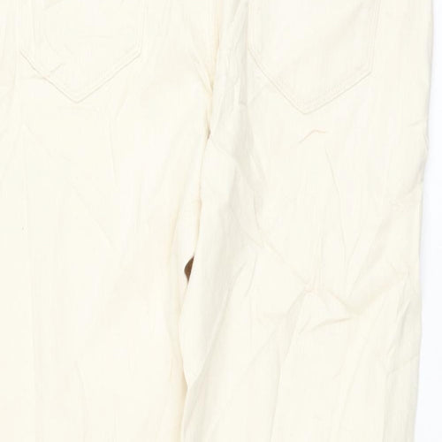 Marks and Spencer Womens Beige Cotton Tapered Jeans Size 34 in L31 in Regular Zip