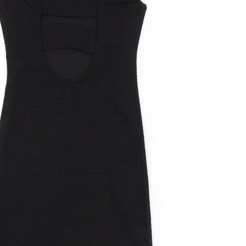 Pearl Womens Black Polyester Pencil Dress Size 10 Off the Shoulder Pullover
