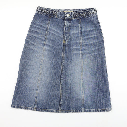 See By Chloé Womens Blue Cotton A-Line Skirt Size 30 in Zip