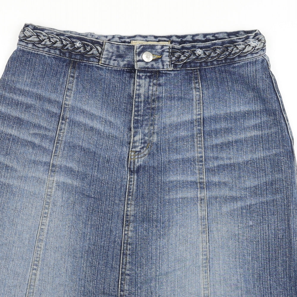 See By Chloé Womens Blue Cotton A-Line Skirt Size 30 in Zip