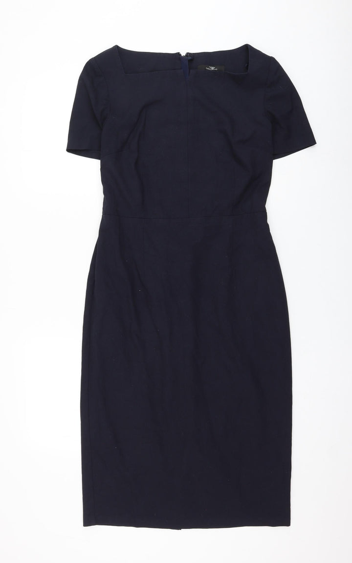NEXT Womens Blue Polyester Shift Size 10 Square Neck Zip
