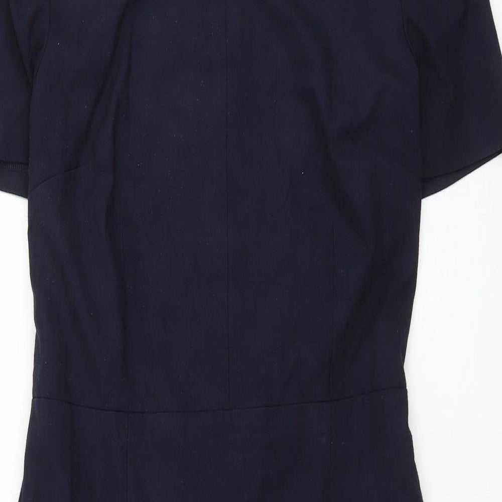 NEXT Womens Blue Polyester Shift Size 10 Square Neck Zip