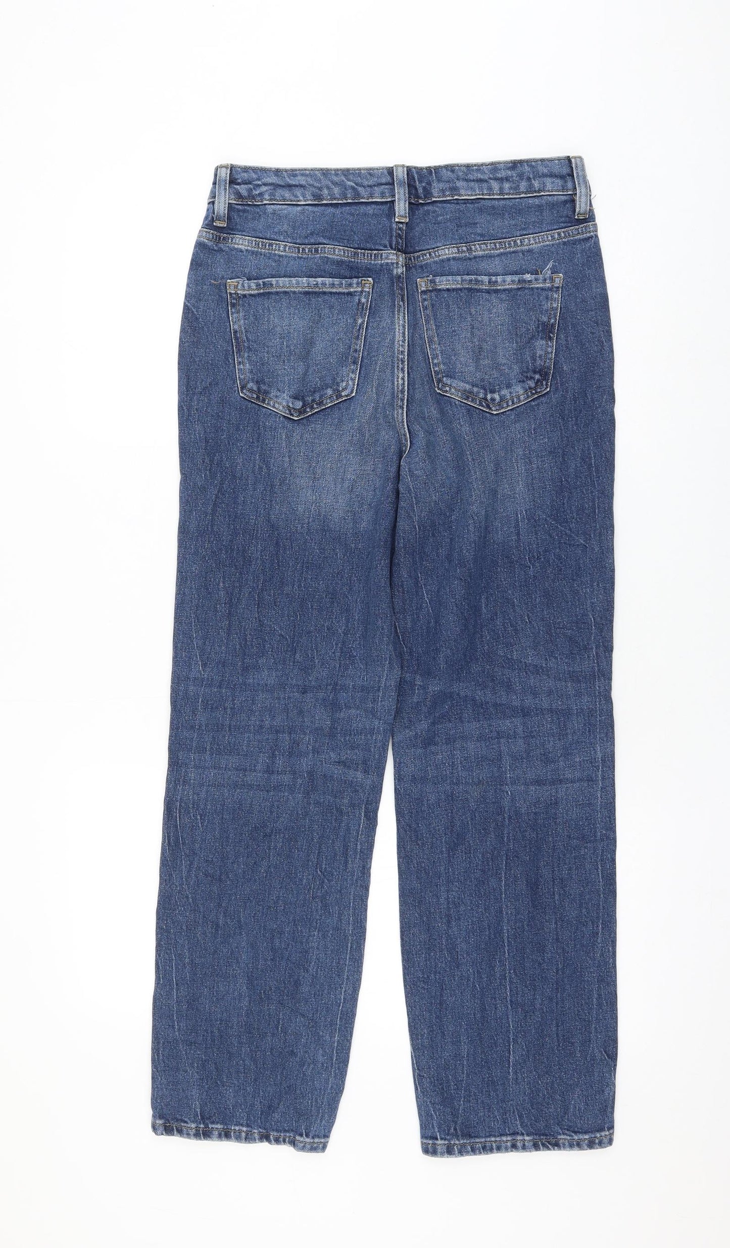 Marks and Spencer Womens Blue Cotton Straight Jeans Size 10 L27 in Regular Zip