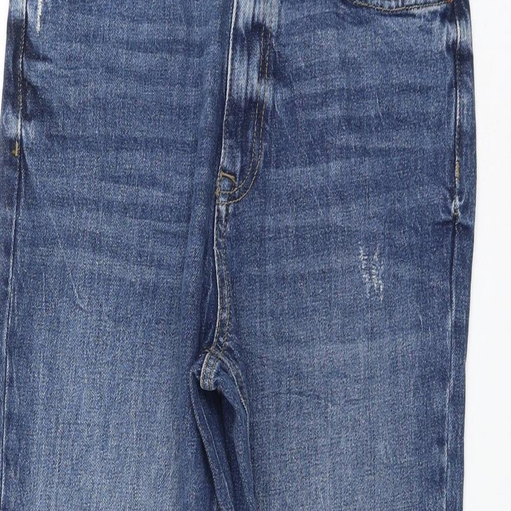 Marks and Spencer Womens Blue Cotton Straight Jeans Size 10 L27 in Regular Zip