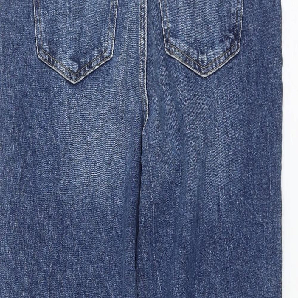 Marks and Spencer Womens Blue Cotton Straight Jeans Size 10 L27 in Regular Zip