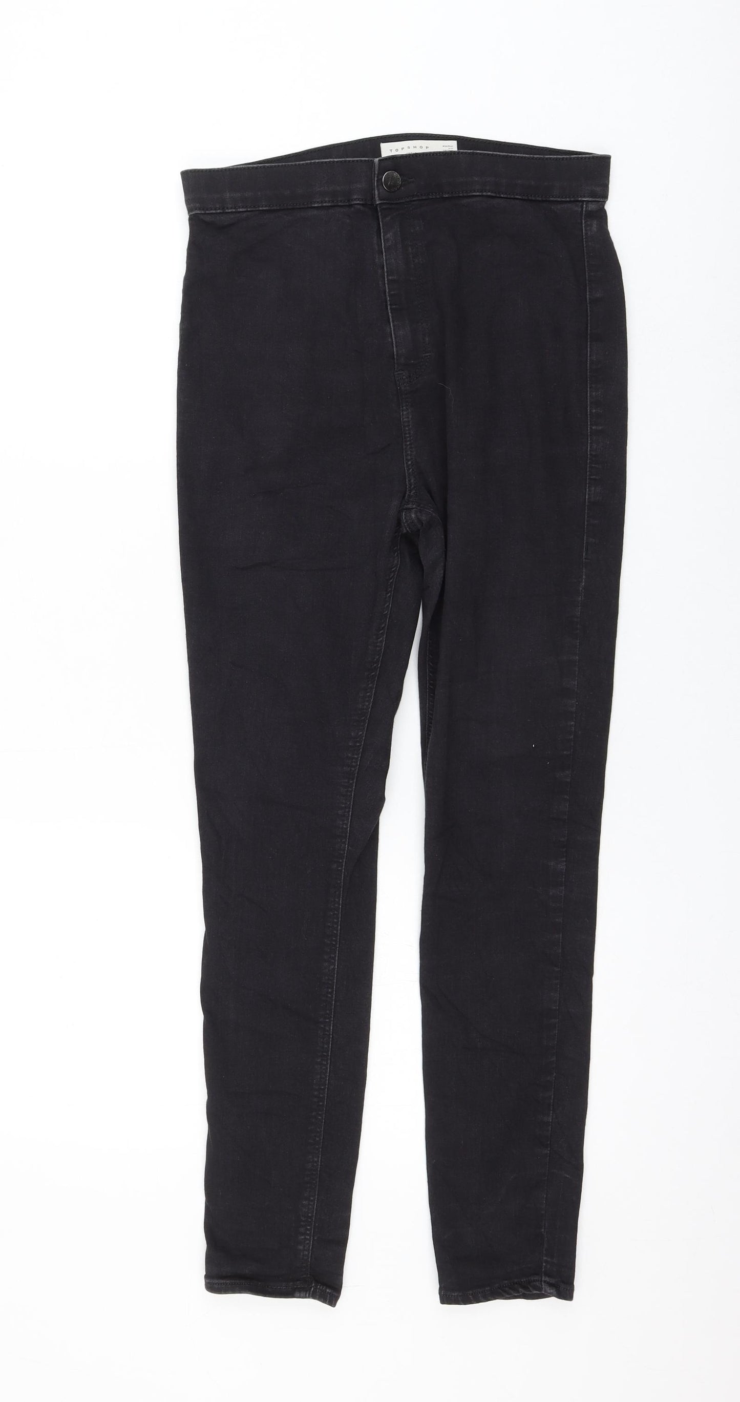 Topshop Womens Black Cotton Jegging Jeans Size 32 in L30 in Regular Zip