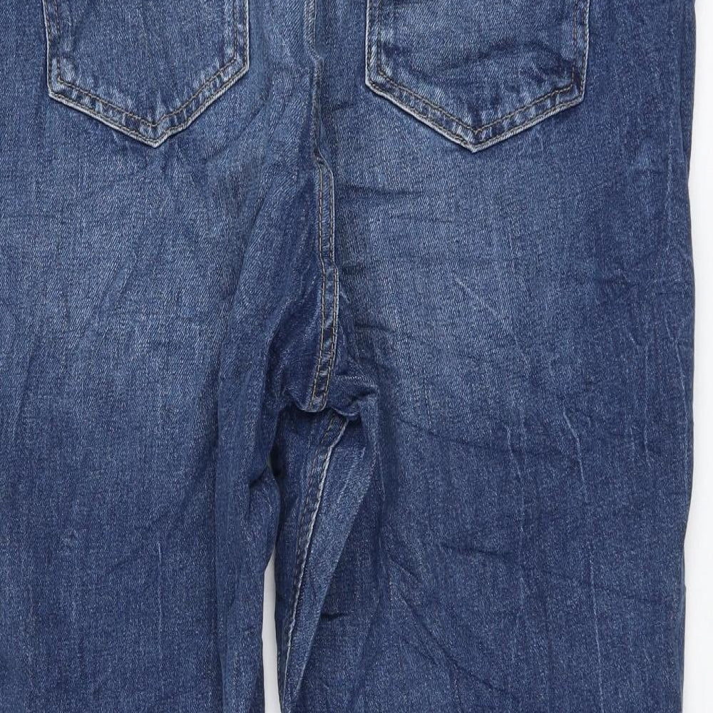 Marks and Spencer Womens Blue Cotton Straight Jeans Size 22 L27 in Regular Zip
