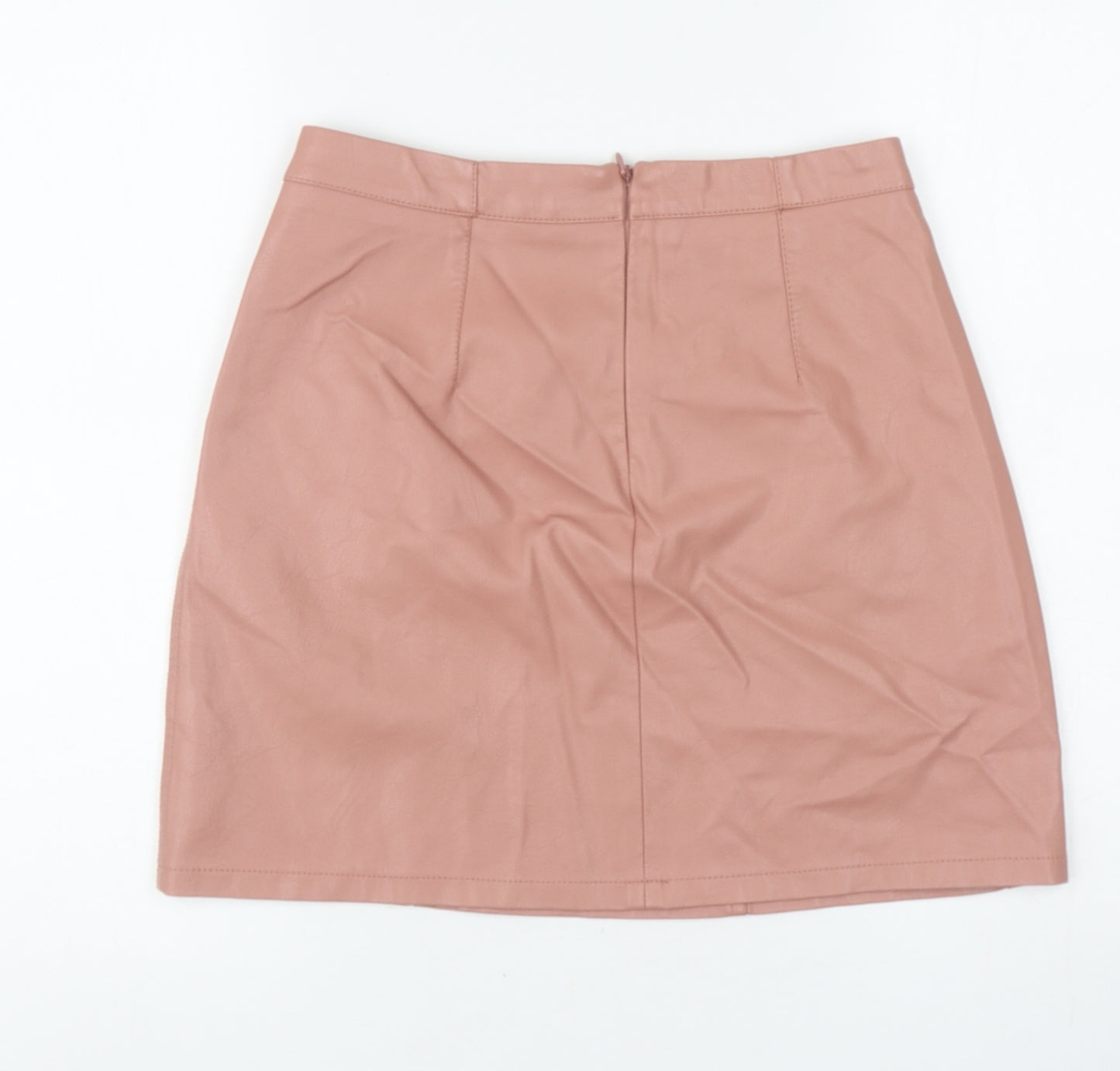 New Look Womens Pink Polyurethane A-Line Skirt Size 8 Zip