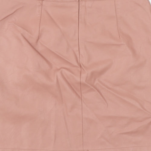 New Look Womens Pink Polyurethane A-Line Skirt Size 8 Zip
