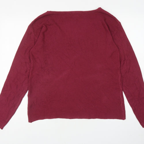 IPRETTY Womens Red V-Neck Polyester Pullover Jumper Size XL